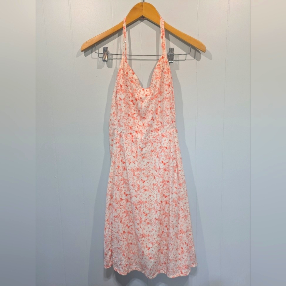 Gap Floral Sundress Size Medium Adjustable Crossback Straps Orange White Lined‎